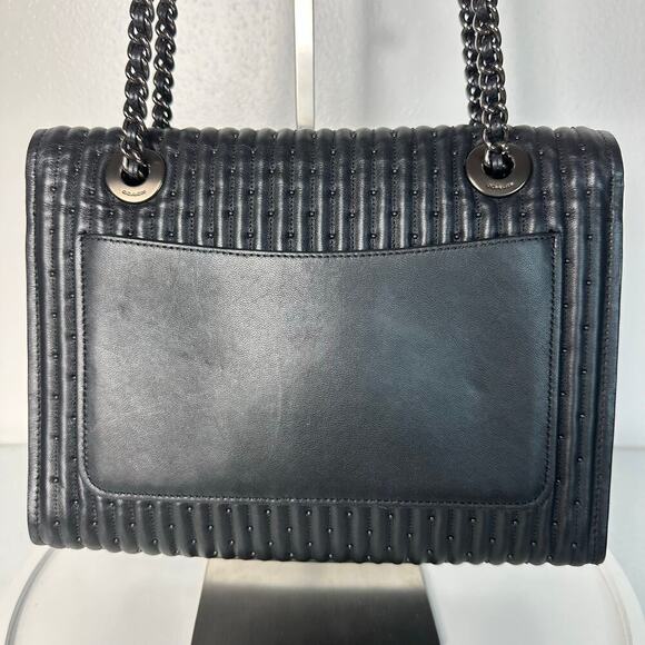 Coach Parker Quilting Rivets Studded Bag Leather Chain Strap Convertible Black - Picture 15 of 16